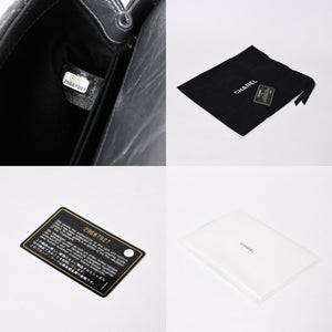 極美品 CHANEL シャネル トップハンドル フラップ XS 2WAYバッグ A92990 29番台 ココマーク エイジドカーフ シルバー 中古 4a009147