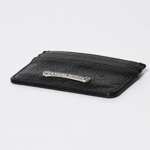 新品同様 CHROME HEARTS クロムハーツ CARD CASE DOUBLE SIDE ダブルサイド カードケース スクロールラベル ブラック シルバー925 中古 4a009208