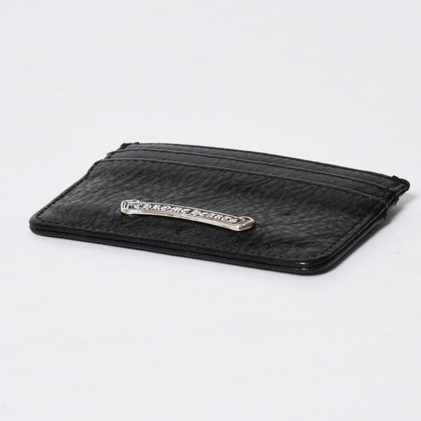 新品同様 CHROME HEARTS クロムハーツ CARD CASE DOUBLE SIDE ダブルサイド カードケース スクロールラベル ブラック シルバー925 中古 4a009208