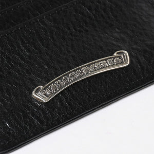 新品同様 CHROME HEARTS クロムハーツ CARD CASE DOUBLE SIDE ダブルサイド カードケース スクロールラベル ブラック シルバー925 中古 4a009208