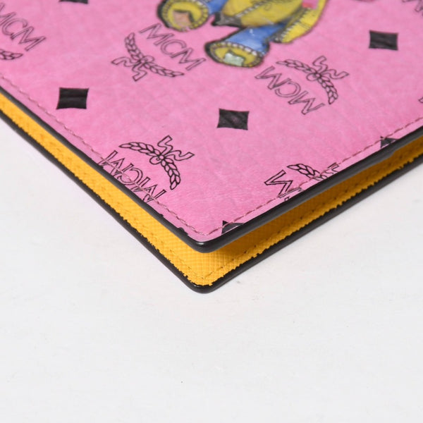 MCM エムシーエム ウサギ パスポートケース ヴィセトス柄 MZZ 1ZXL02 PK001 レザー ピンク ブラック イエロー 美品 中古4a009234
