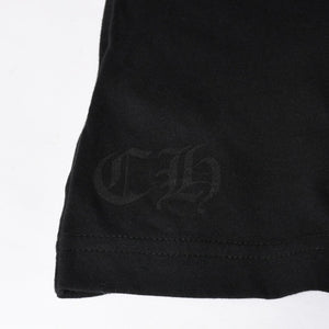 新品未使用 CHROME HEARTS クロムハーツ 半袖Tシャツ サイズXL スクロールラベルロゴ ブラック ホワイト プリント 新型 中古 4a009018