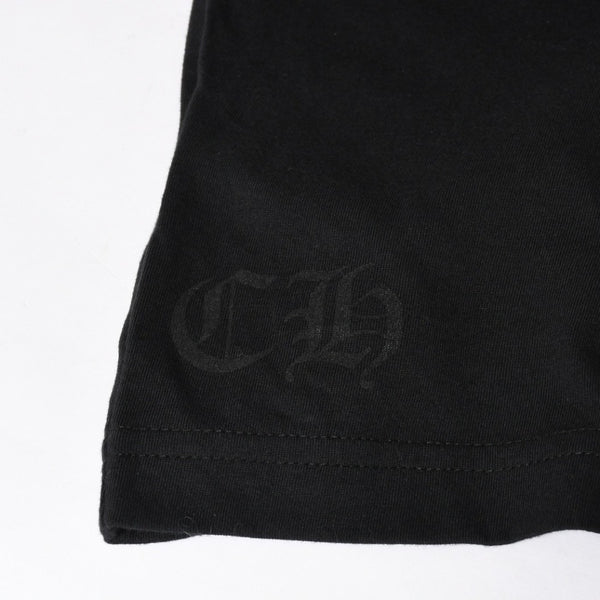 新品未使用 CHROME HEARTS クロムハーツ 半袖Tシャツ サイズXL スクロールラベルロゴ ブラック ホワイト プリント 新型 中古 4a009018