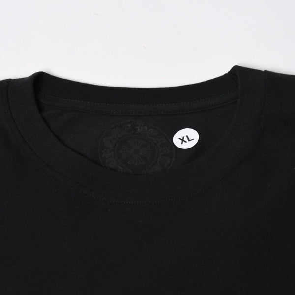 新品未使用 CHROME HEARTS クロムハーツ 半袖Tシャツ サイズXL スクロールラベルロゴ ブラック ホワイト プリント 新型 中古 4a009018