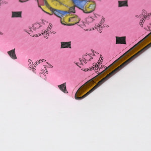 MCM エムシーエム ウサギ パスポートケース ヴィセトス柄 MZZ 1ZXL02 PK001 レザー ピンク ブラック イエロー 美品 中古4a009234