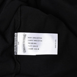 新品未使用 CHROME HEARTS クロムハーツ 半袖Tシャツ サイズXL スクロールラベルロゴ ブラック ホワイト プリント 新型 中古 4a009018