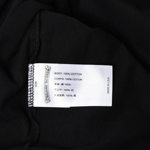 新品未使用 CHROME HEARTS クロムハーツ 半袖Tシャツ サイズXL スクロールラベルロゴ ブラック ホワイト プリント 新型 中古 4a009018