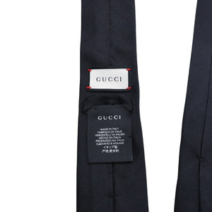 極美品 GUCCI グッチ ネクタイ タイガー刺繍 服飾小物 452170 アニマル イタリア製 ブラック シルク 中古 4a005713