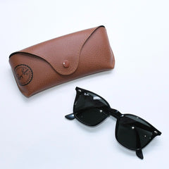 極美品 RAYBAN レイバン ウェリントン アジアンフィット サングラス RB4258 アセテート ブラック シルバー金具 中古 4a008610