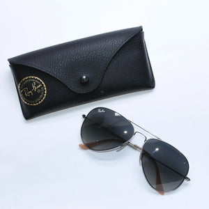 RAYBAN レイバン アビエーターラージメタル サングラス ティアドロップ RB3025 イタリア製 メタル シルバー金具 美品 中古 4a008628