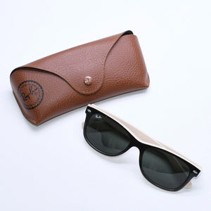 極美品 RAYBAN レイバン ニューウェイフェラー サングラス メガネ バイカラー RB2132 アイボリー ブラック 中古 4a008459