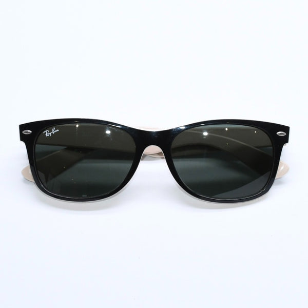 極美品 RAYBAN レイバン ニューウェイフェラー サングラス メガネ バイカラー RB2132 アイボリー ブラック 中古 4a008459
