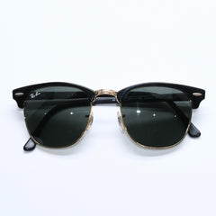 RAYBAN レイバン サングラス クラブマスター RB3016 イタリア製 アセテート メタル ブラック ゴールド金具 良品 中古 4a008621