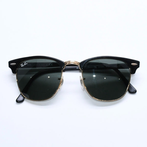 RAYBAN レイバン サングラス クラブマスター RB3016 イタリア製 アセテート メタル ブラック ゴールド金具 良品 中古 4a008621
