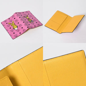 MCM エムシーエム ウサギ パスポートケース ヴィセトス柄 MZZ 1ZXL02 PK001 レザー ピンク ブラック イエロー 美品 中古4a009234