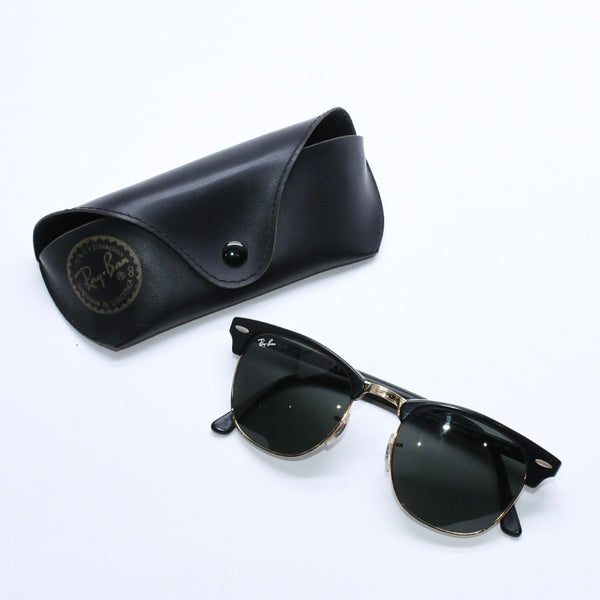 RAYBAN レイバン サングラス クラブマスター RB3016 イタリア製 アセテート メタル ブラック ゴールド金具 良品 中古 4a008621
