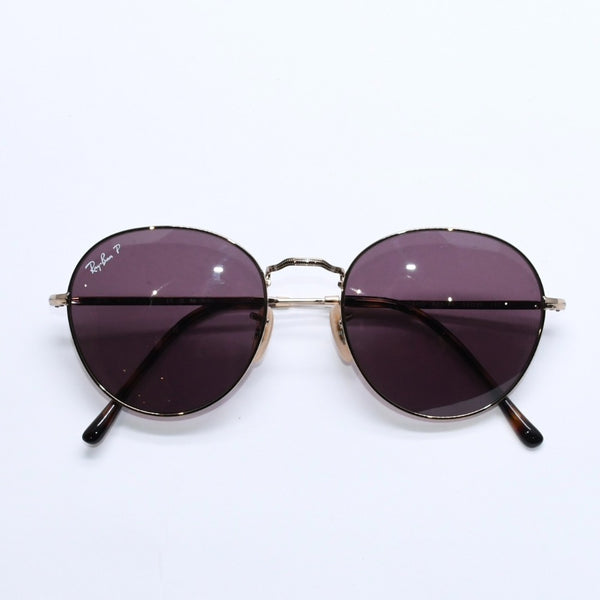 極美品 RAYBAN レイバン デイビッド ラウンド サングラス RB3582 イタリア製 メタル パープル ゴールド金具 サイズ53◻︎20 中古 4a008513