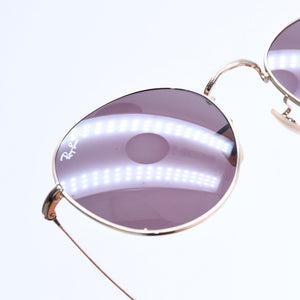 極美品 RAYBAN レイバン デイビッド ラウンド サングラス RB3582 イタリア製 メタル パープル ゴールド金具 サイズ53◻︎20 中古 4a008513