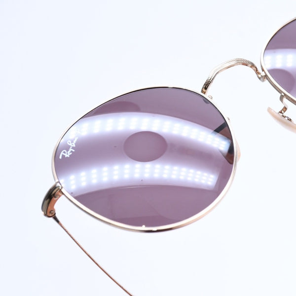 極美品 RAYBAN レイバン デイビッド ラウンド サングラス RB3582 イタリア製 メタル パープル ゴールド金具 サイズ53◻︎20 中古 4a008513