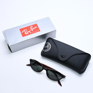 RAYBAN レイバン Bausch＆Lomb オーバル型 ヴィンテージ サングラス W2833 アセテート メタル ブラック ブラウン ゴールド金具 美品 中古 4a008630