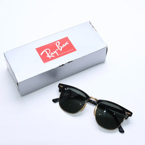 RAYBAN レイバン CLUBMASTER CLASSIC クラブマスター クラシック サングラス ブラック ゴールド サイズ49□21 美品 中古 4a008450