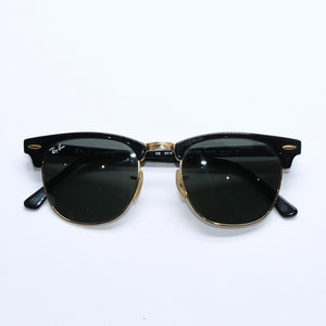 RAYBAN レイバン CLUBMASTER CLASSIC クラブマスター クラシック サングラス ブラック ゴールド サイズ49□21 美品 中古 4a008450