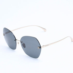 新品同様 CHANEL シャネル リムレス サングラス アイウェア 4271-T c.395S4 サイズ61□17 140 ココマーク ブラック ゴールド 中古 4a009145