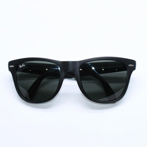 極美品 RAYBAN レイバン 折り畳み サングラス メガネ アセテート RB4105 シルバー金具 ブラック サイズ54□20 中古 4a008447
