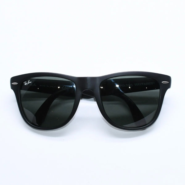 極美品 RAYBAN レイバン 折り畳み サングラス メガネ アセテート RB4105 シルバー金具 ブラック サイズ54□20 中古 4a008447