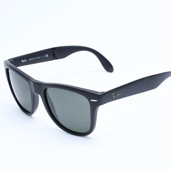 極美品 RAYBAN レイバン 折り畳み サングラス メガネ アセテート RB4105 シルバー金具 ブラック サイズ54□20 中古 4a008447