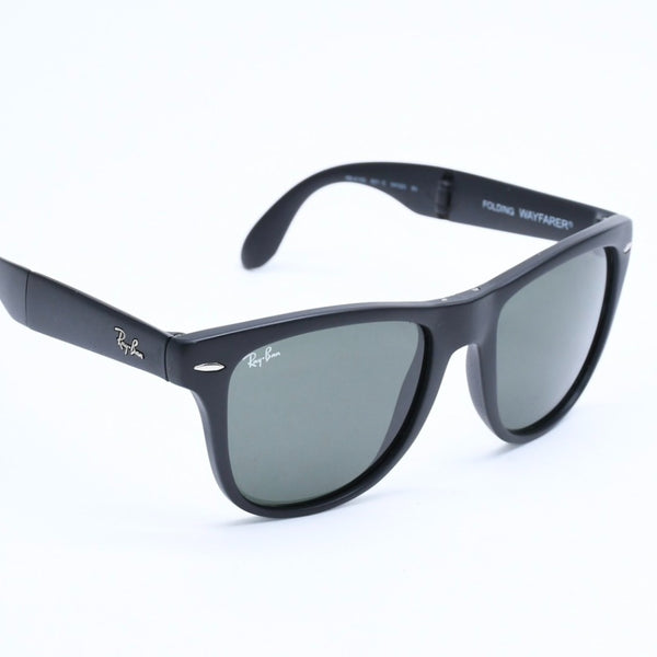 極美品 RAYBAN レイバン 折り畳み サングラス メガネ アセテート RB4105 シルバー金具 ブラック サイズ54□20 中古 4a008447