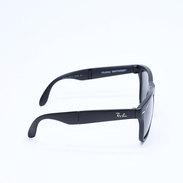 極美品 RAYBAN レイバン 折り畳み サングラス メガネ アセテート RB4105 シルバー金具 ブラック サイズ54□20 中古 4a008447