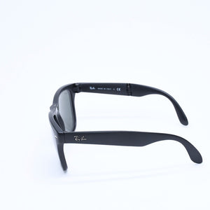 極美品 RAYBAN レイバン 折り畳み サングラス メガネ アセテート RB4105 シルバー金具 ブラック サイズ54□20 中古 4a008447
