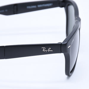 極美品 RAYBAN レイバン 折り畳み サングラス メガネ アセテート RB4105 シルバー金具 ブラック サイズ54□20 中古 4a008447