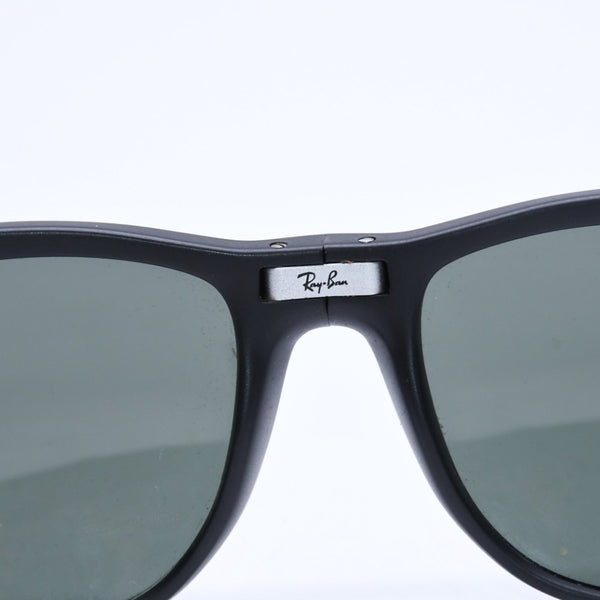 極美品 RAYBAN レイバン 折り畳み サングラス メガネ アセテート RB4105 シルバー金具 ブラック サイズ54□20 中古 4a008447