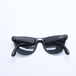 極美品 RAYBAN レイバン 折り畳み サングラス メガネ アセテート RB4105 シルバー金具 ブラック サイズ54□20 中古 4a008447