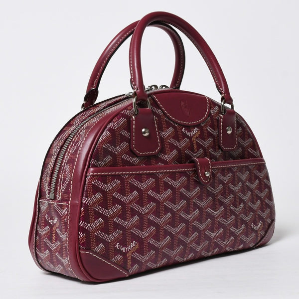 極美品 GOYARD ゴヤール サンジャンヌPM ハンドバッグ ボルドー ゴヤールディンキャンバス 廃盤 シルバー金具 中古 4a009216