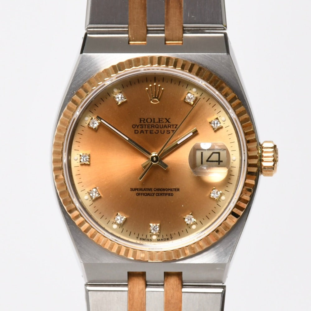 ROLEX datejust oyster quartz ロレックス デイトジャスト 腕時計 17013G 重量約128.39g SS YG シャンパン文字盤 ダイヤ 美品 中古 4a009150