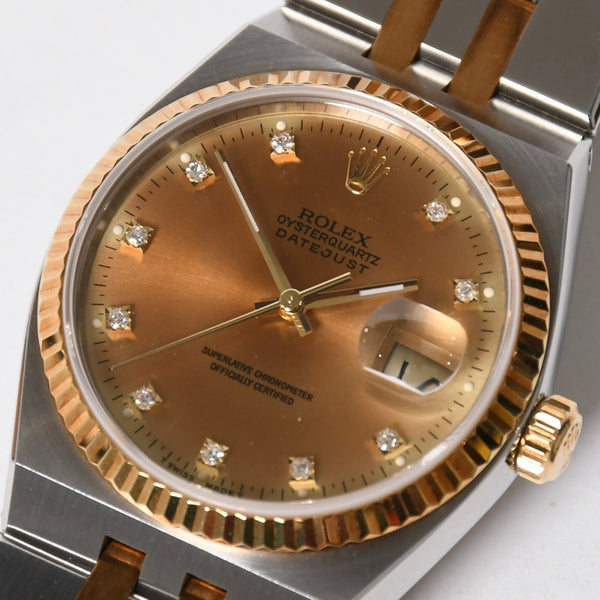 ROLEX datejust oyster quartz ロレックス デイトジャスト 腕時計 17013G 重量約128.39g SS YG シャンパン文字盤 ダイヤ 美品 中古 4a009150