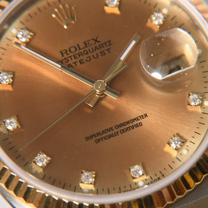 ROLEX datejust oyster quartz ロレックス デイトジャスト 腕時計 17013G 重量約128.39g SS YG シャンパン文字盤 ダイヤ 美品 中古 4a009150