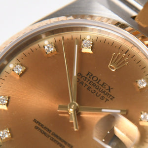 ROLEX datejust oyster quartz ロレックス デイトジャスト 腕時計 17013G 重量約128.39g SS YG シャンパン文字盤 ダイヤ 美品 中古 4a009150