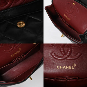極美品 CHANEL シャネル ショルダーバッグ クラシックフラップ スモールチェーン 2番台 ブラック ゴールド金具 ココマーク 中古 4a009167