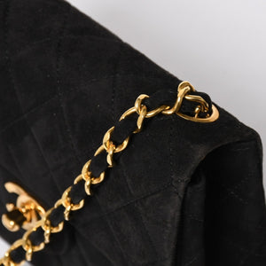 極美品 CHANEL シャネル MINI SQUARE 17 ミニスクエア 17 CHAIN SHOULDER BAG チェーンショルダーバッグ ブラック スウェード ゴールド金具 1番台 中古 4a009152