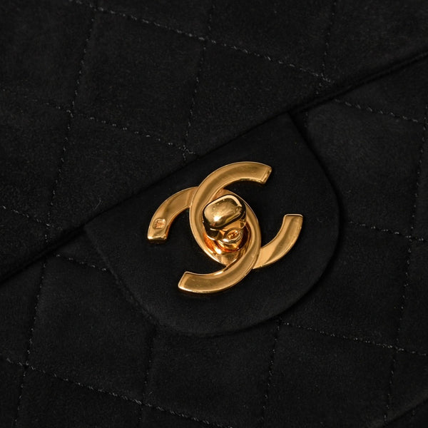 極美品 CHANEL シャネル MINI SQUARE 17 ミニスクエア 17 CHAIN SHOULDER BAG チェーンショルダーバッグ ブラック スウェード ゴールド金具 1番台 中古 4a009152