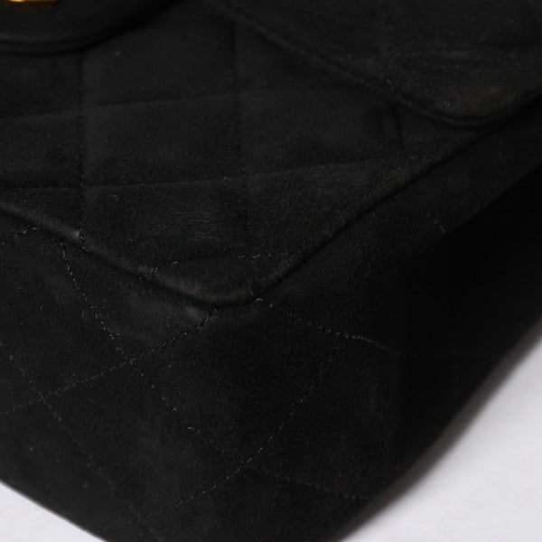 極美品 CHANEL シャネル MINI SQUARE 17 ミニスクエア 17 CHAIN SHOULDER BAG チェーンショルダーバッグ ブラック スウェード ゴールド金具 1番台 中古 4a009152