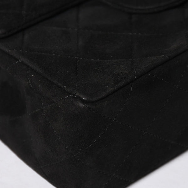 極美品 CHANEL シャネル MINI SQUARE 17 ミニスクエア 17 CHAIN SHOULDER BAG チェーンショルダーバッグ ブラック スウェード ゴールド金具 1番台 中古 4a009152