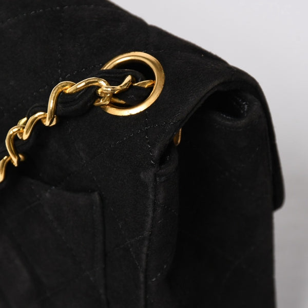 極美品 CHANEL シャネル MINI SQUARE 17 ミニスクエア 17 CHAIN SHOULDER BAG チェーンショルダーバッグ ブラック スウェード ゴールド金具 1番台 中古 4a009152