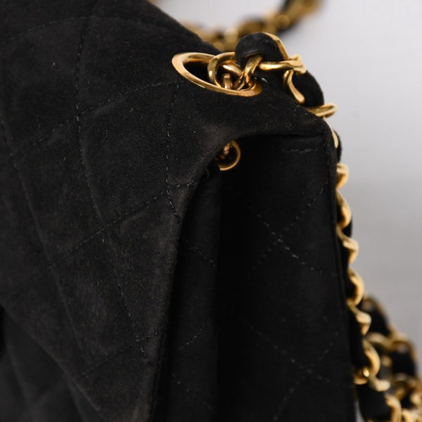 極美品 CHANEL シャネル MINI SQUARE 17 ミニスクエア 17 CHAIN SHOULDER BAG チェーンショルダーバッグ ブラック スウェード ゴールド金具 1番台 中古 4a009152