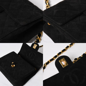 極美品 CHANEL シャネル MINI SQUARE 17 ミニスクエア 17 CHAIN SHOULDER BAG チェーンショルダーバッグ ブラック スウェード ゴールド金具 1番台 中古 4a009152
