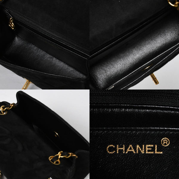 極美品 CHANEL シャネル MINI SQUARE 17 ミニスクエア 17 CHAIN SHOULDER BAG チェーンショルダーバッグ ブラック スウェード ゴールド金具 1番台 中古 4a009152